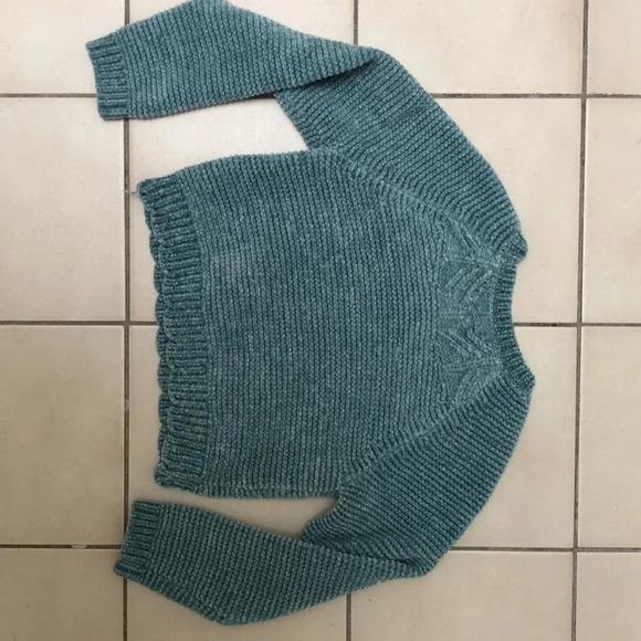 Tommy Bahama chenille teal sweater with bow, girls size S  (5-6 years) - Picture 3 of 4